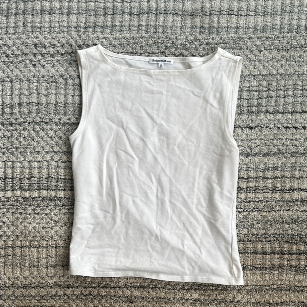 Reformation Ivory Bateau Sleeveless Top